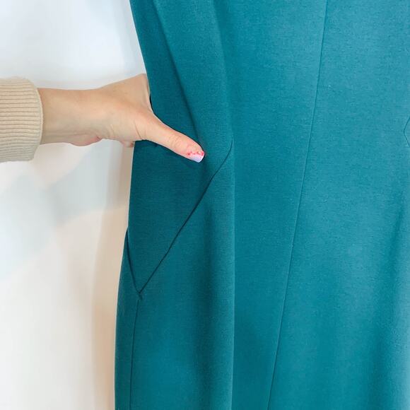 DVF DIANE VON FURSTENBERG Havana sheath dress emerald green mesh shoulder 2963 - Picture 10 of 12